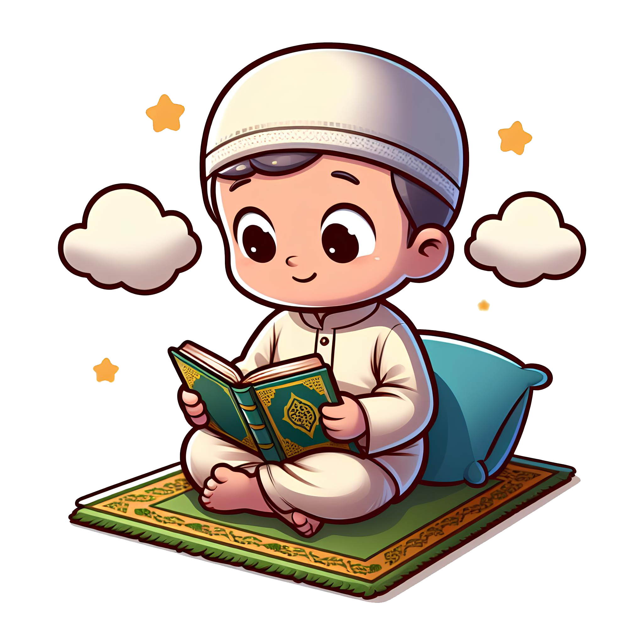 Mother and child reading Quran together